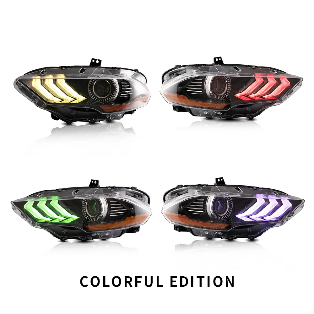product headlight head light led lens colorful headlights head lamp for ford mustang headlamp headlight 2018 plug and play-10