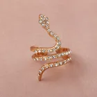 Ring Diamond Rings Exaggerated Personality Snake-shaped Ring Creative Diamond Curved Snake Adjustable Ring