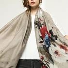 Hijab Shawl Long Factory Direct Selling Satin Design Retro Thin Flower Printed Hijab Women Shawl Hemp Lady Scarf