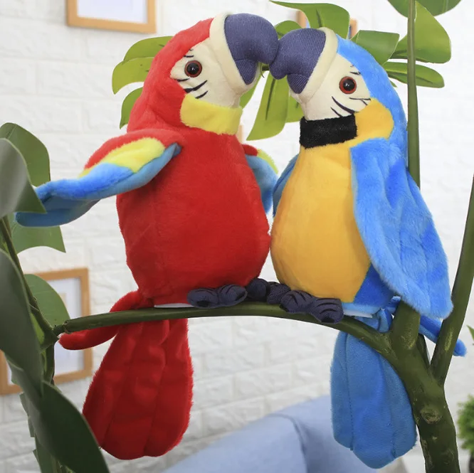 Electric Talking Parrot Plush Toy Cute Speaking Record Repeats Waving Wings Simulation Bird Kids Birthday Stuffed Plush Gift