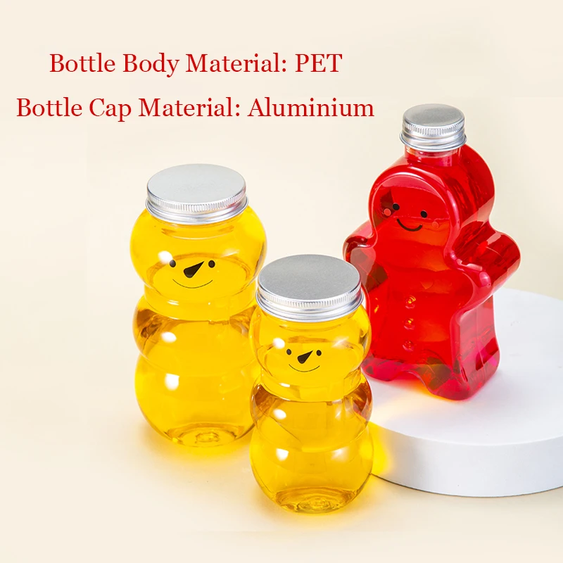 Eco Friendly 350ml 500ml Leak Proof Durable Small Bear Design PET Plastic Bottle for Juice Honey Storage manufacture