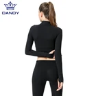 Women Custom Yoga Seamless Crop Stylish Workout Sports Black Jacket