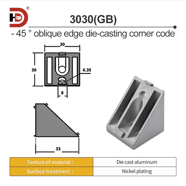 Industrial Aluminum Profile Accessories Corner Code 4040/45 Degree Beveled Edge Connector Fasteners supplier