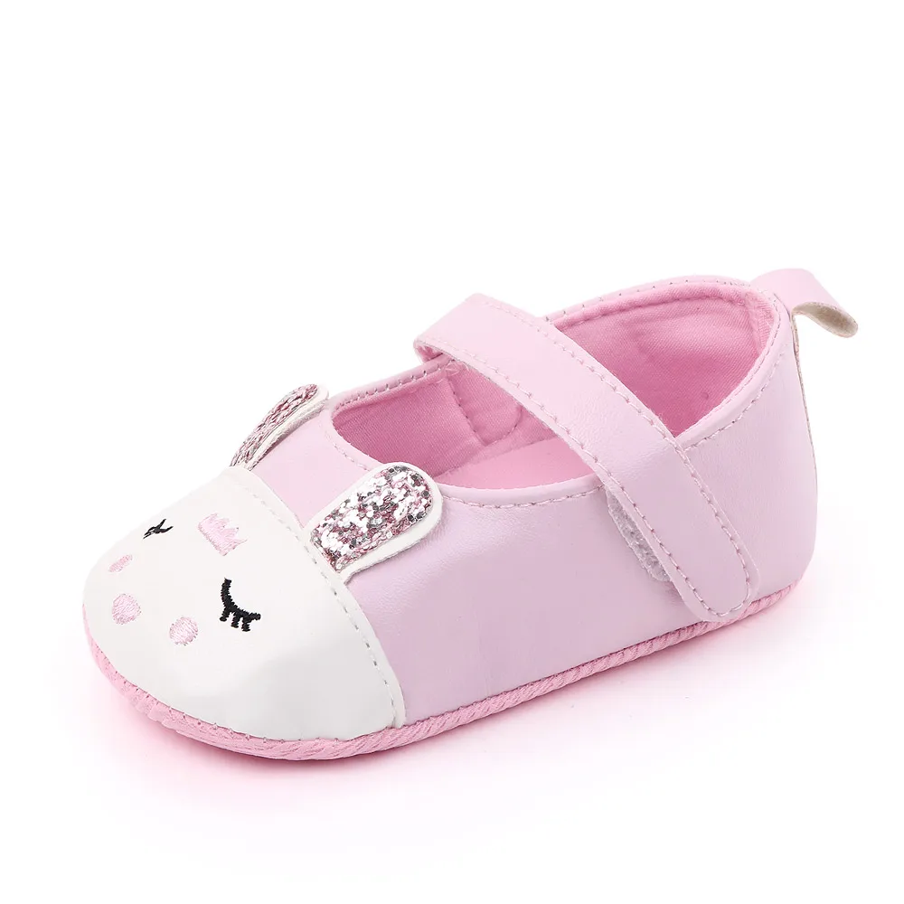 Cartoon Rabbit PU Leather Shallow Mouth Baby Girls Princess Shoes Soft Soled Toddler Shoes supplier