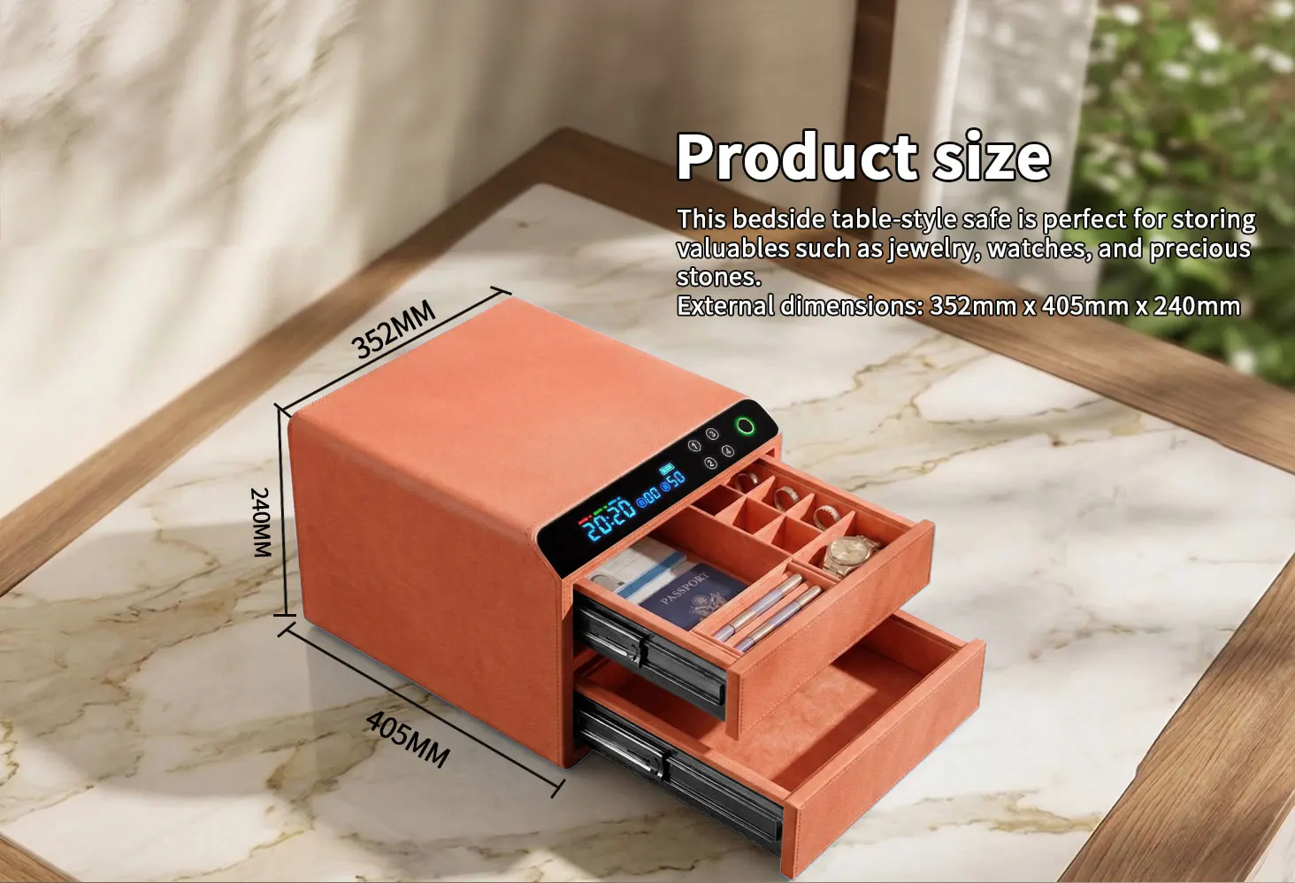dr 1272 ft ceqsafe smart luxury electronic safe jewelry watch winder mini security safe box for leather bluetooth drawer safe-2