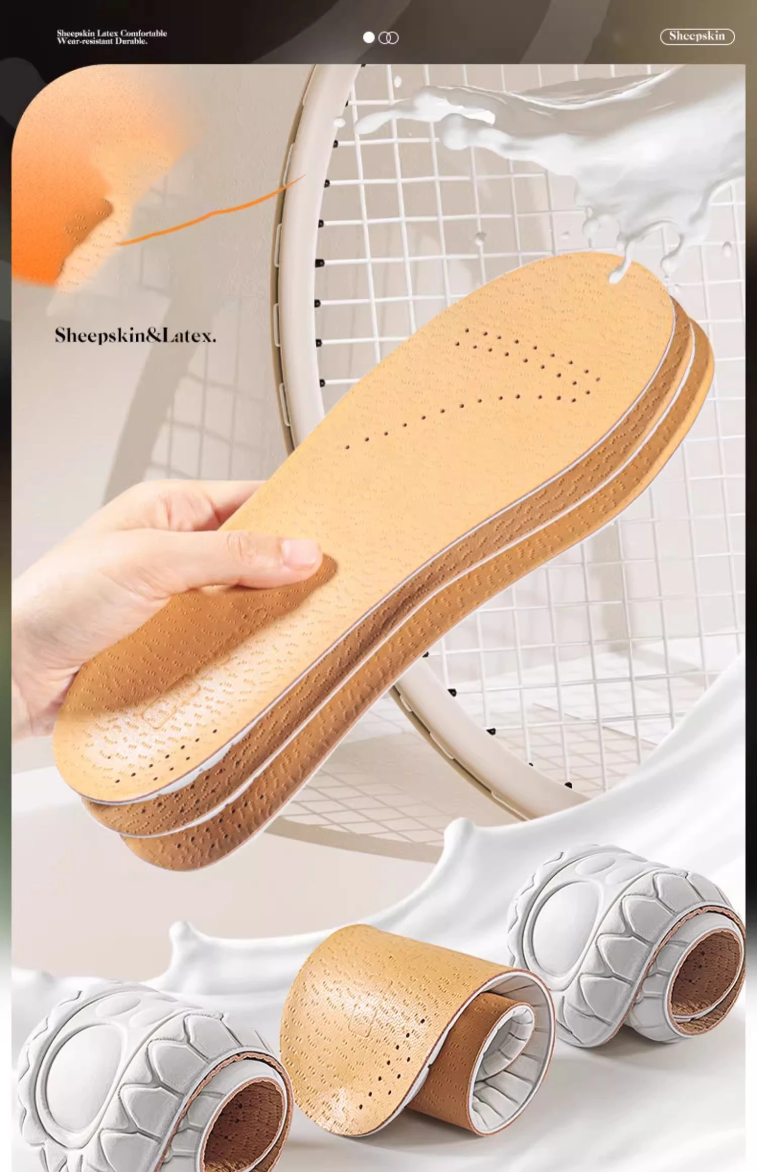 Summer New Product Top Layer Sheepskin Latex Insole Genuine Leather Sweat Absorbent Shock Absorbent Non Tiring Non Smelly Feet Summer New Product Top Layer Sheepskin Latex Insole Genuine Leather Sweat Absorbent Shock Absorbent Non Tiring Non Smelly Feet