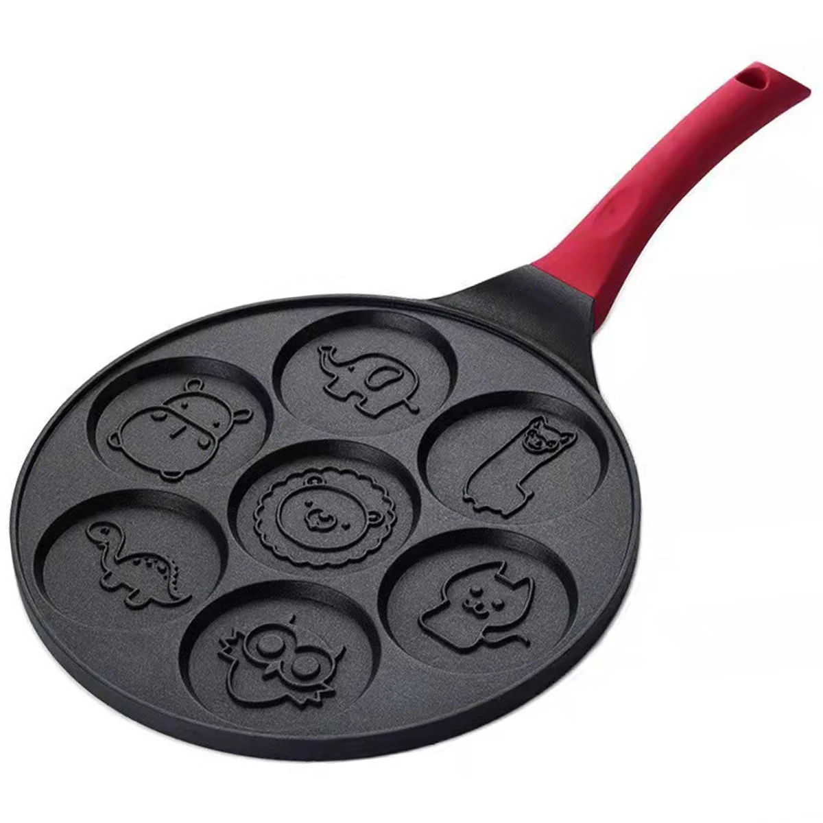 High quality 7-hole long handle non stick pan cartoon frying pan, flat bottom frying pan,Fried and roasted artifact