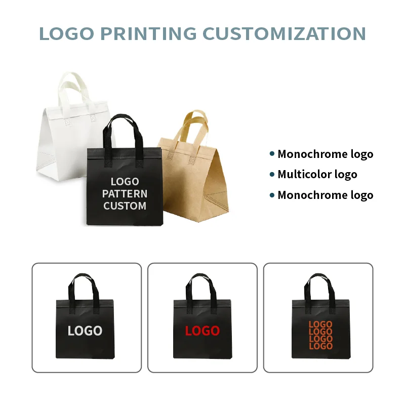 Custom OEM ODM Aluminum Film Insulated Thermal Nonwoven Bag Waterproof Tote Bag Lunch Cooler Bag for Food Delivery