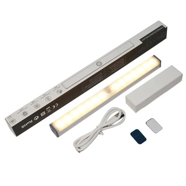 New Under Closet Light PIR Motion Sensor Magnetic Strip Lamp USB Rechargeable 