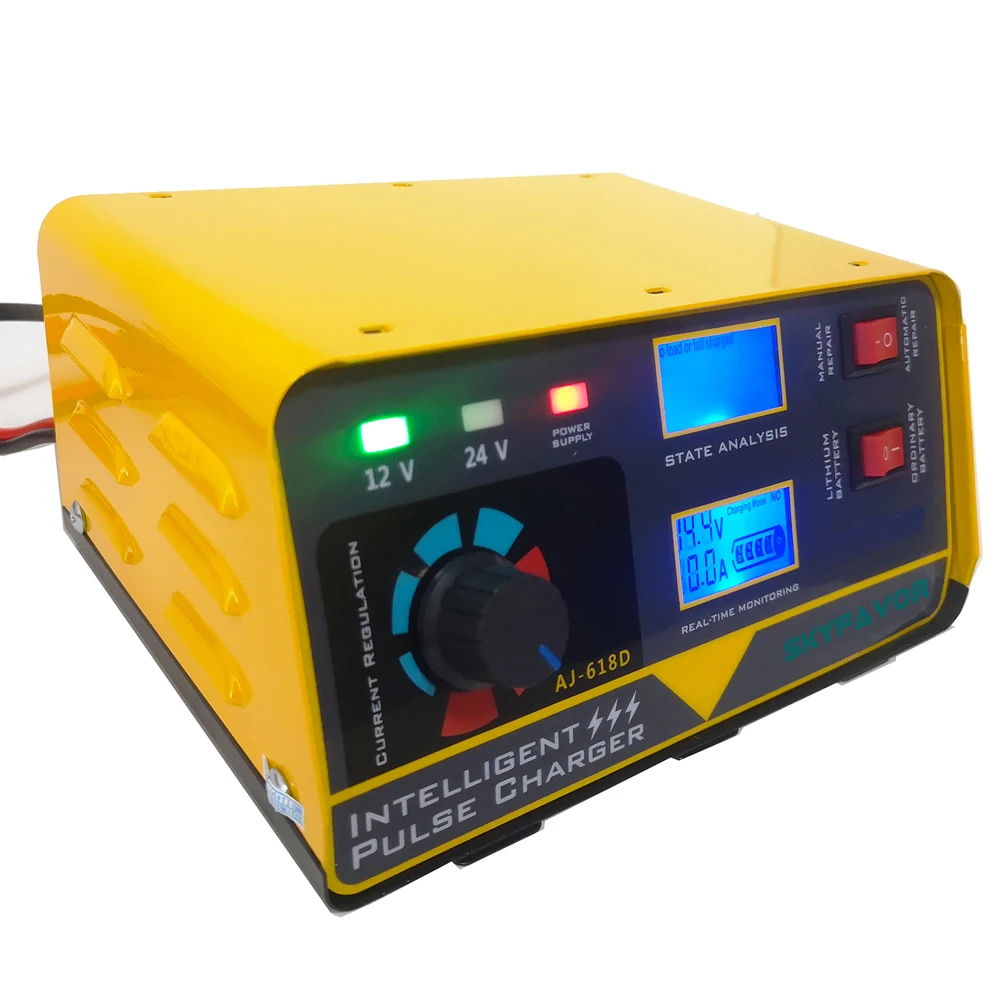 Adjustable Automatic Trickle charger 12V 20A 24V 10A Universal smart fast truck motorcycle car battery charger with Pulse Repair