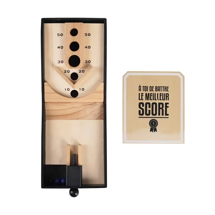 Wooden Interactive Ejection Ball Toy Classic Wooden Toys Table Game Tabletop Roller Skill Ball Games For Kids