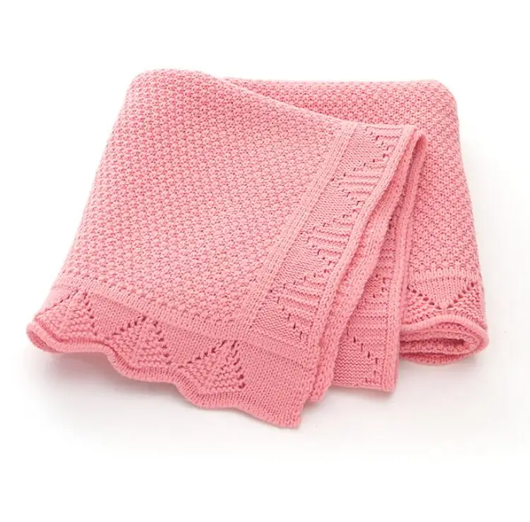 Wholesale Hot Sale 100% Organic Cotton Knitted Cashmere Baby Blanket For Baby Boy And Girls Soft Baby Blanket