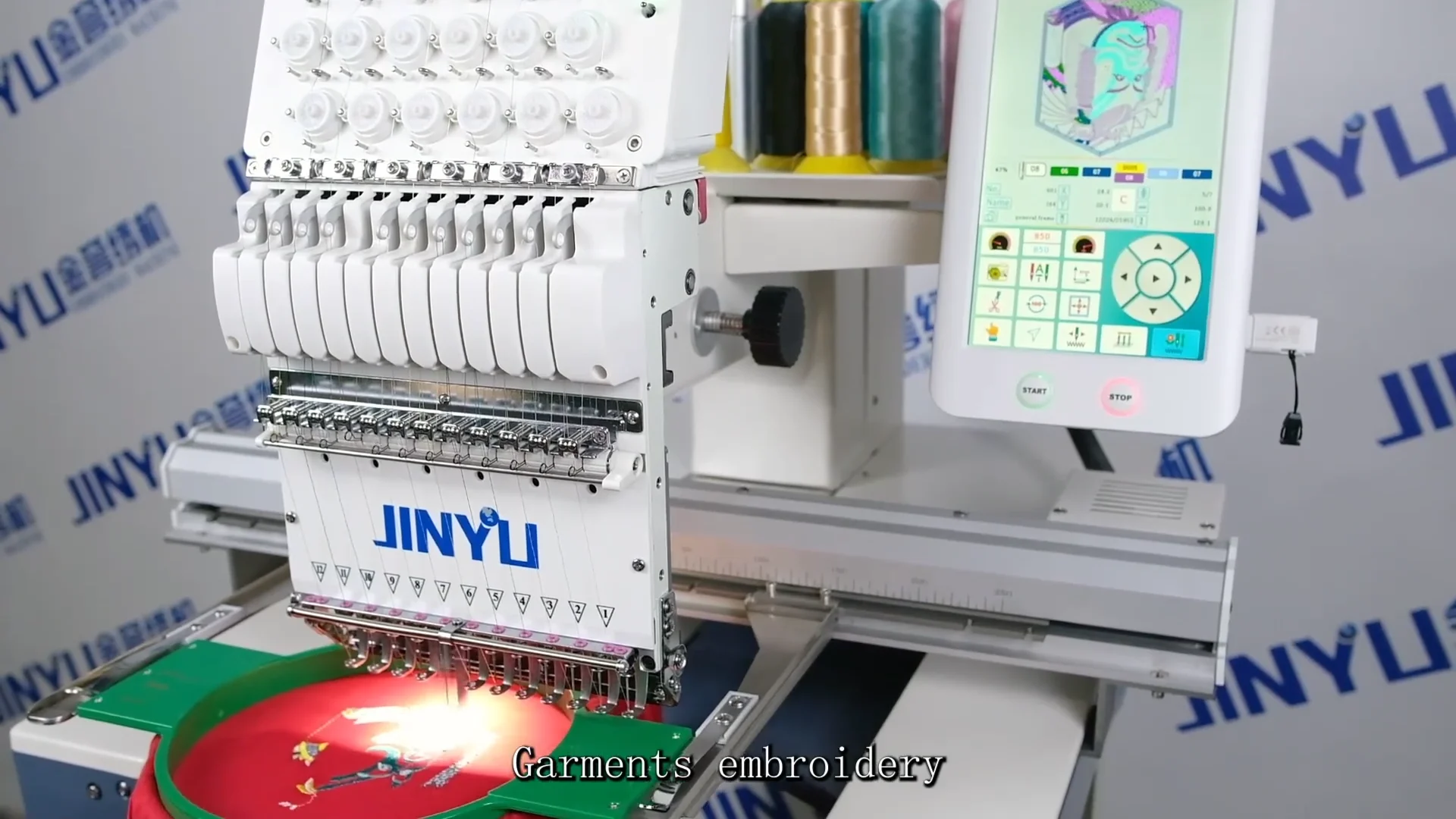 Jinyu Single Head 12 15 Needles Multi Color Automatic Embroidery