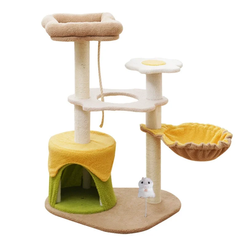 Hot Selling Fried Egg Toast Shape 2-in-1 Cat Climbing Frame Cat Bed Sisal Material Does Not Drop Crumbs Cat Toys Pet Supplies manufacture