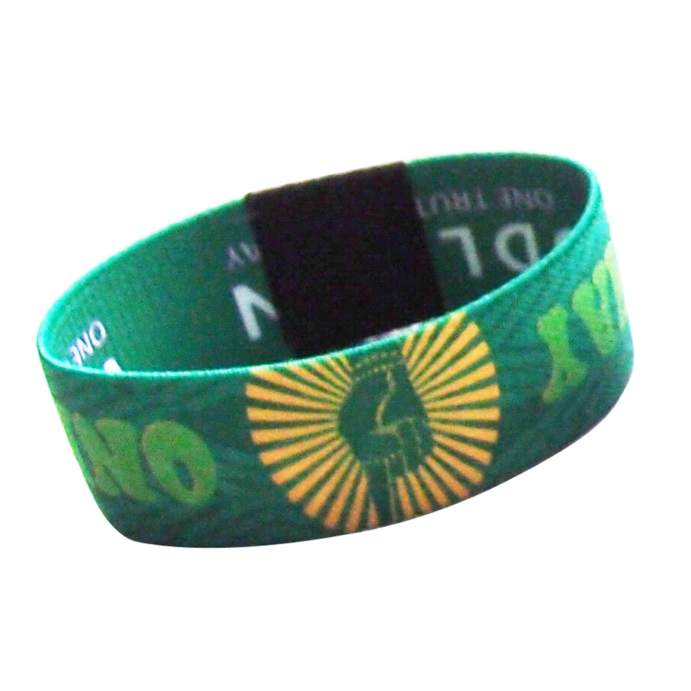 rfid recycle cloth fabric bracelet custom logo woven polyester elastic wristband for access control-3