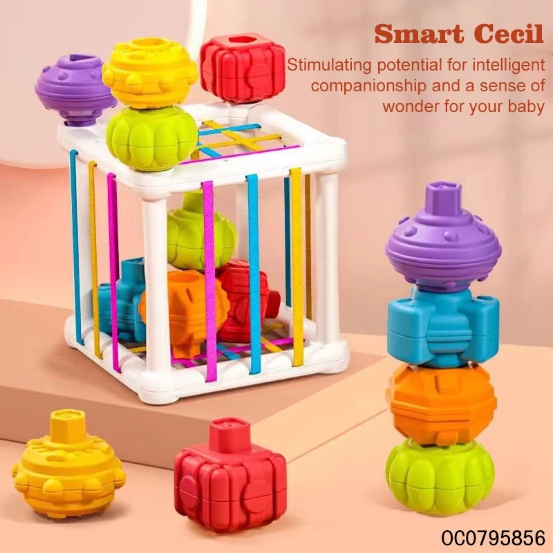 Soft stacking blocks for baby montessori sensory toys from 12 to 18 months