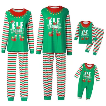 Wholesale Price Christmas Family Suit Household 3D Digital Printing Christmas Family Pajamas Two-Piece Set