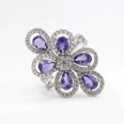 Silver Jewelry Amethyst Amethystsilver R003 Custom Silver Jewelry Amethyst Flower Ring Zircon Wholesale