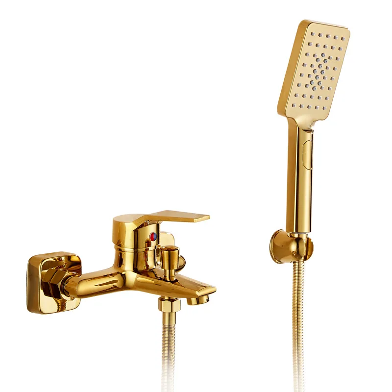 Bathroom  Wall Mounted Faucet  Hot Cold Water Mixer Tap With Shower Hand 