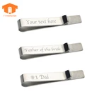 Personalized 14K Gold Plated Cuff Links Tie Bar Clip Set Customized Infinity Round Stainless Steel Cufflinks
