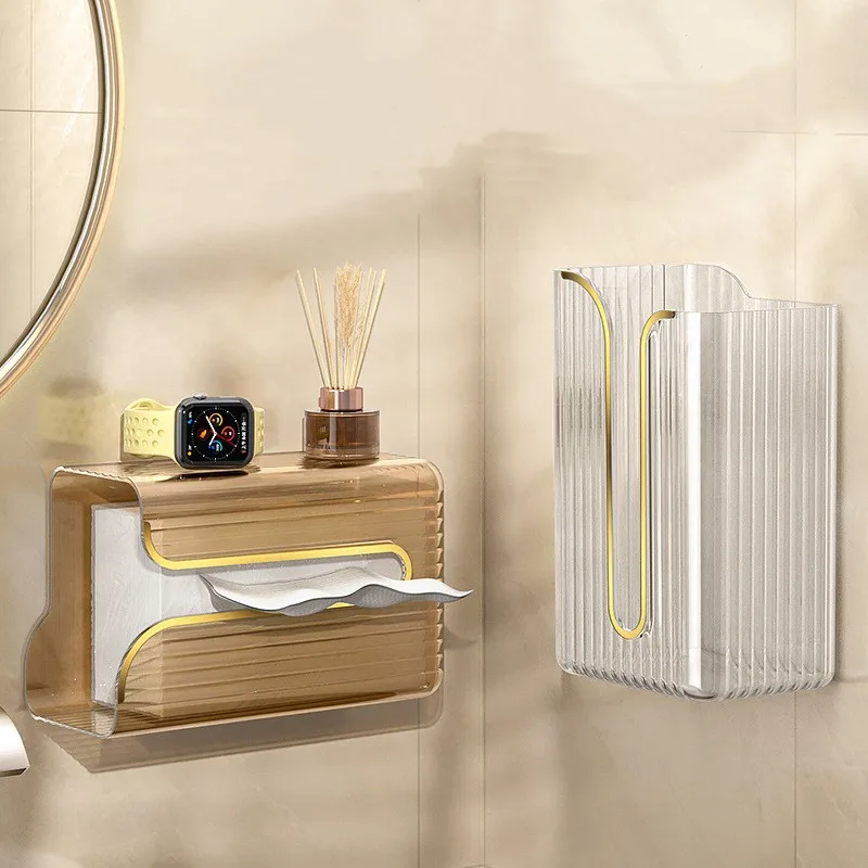 OWNSWING Tissue box wall-mounted PET facial tissue face towel storage box living room toilet punching free pumping paper box