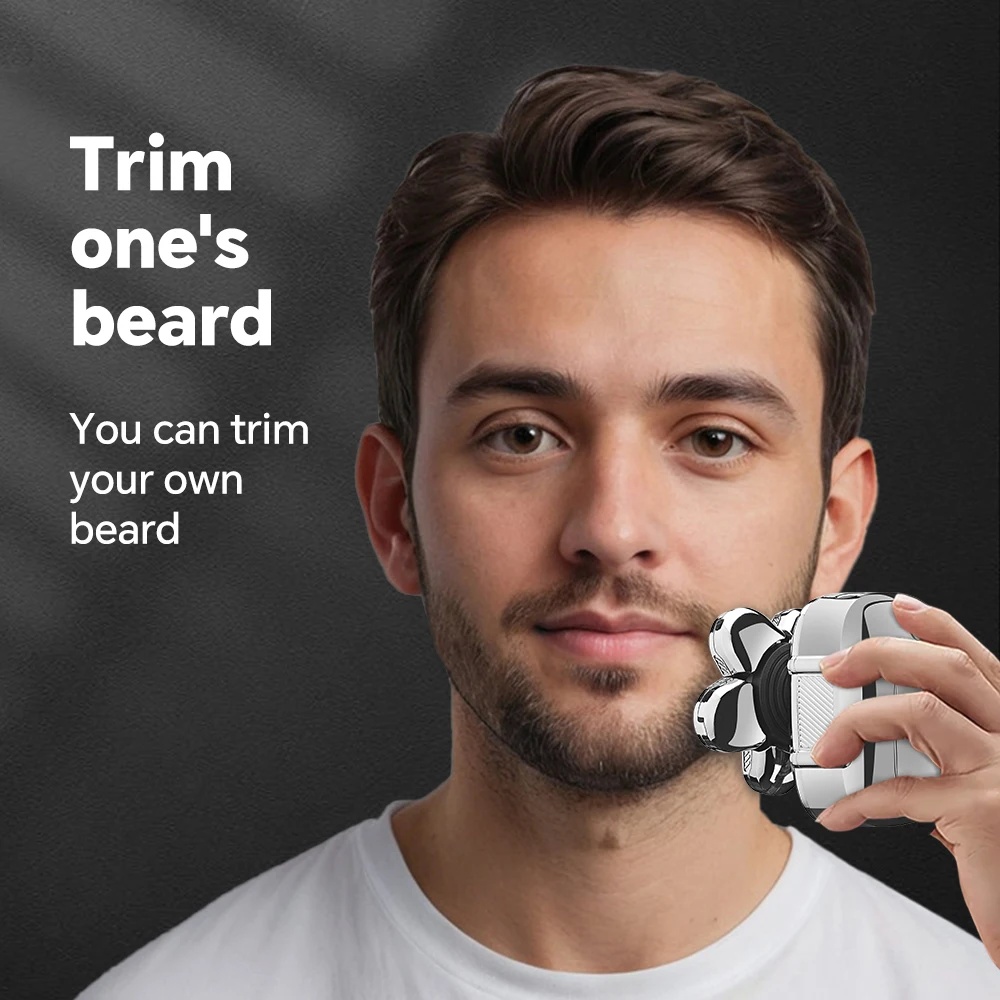 Five-in-One Waterproof Bald Stainless Steel Blades Seven-Blade Beard Trimmer for Household RV Use USB Rotary Electric Shaver details