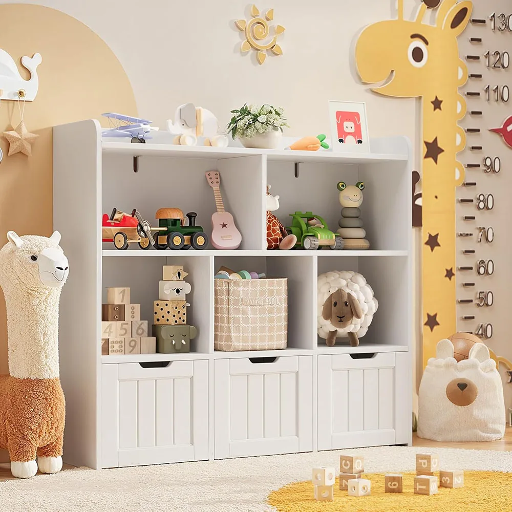 product contemporary 3 movable drawers and 6 open modern kids cabinet for the kids room-6
