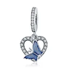 Heart Charm SCC818 Heart Shape Pendant Jewelry Silver 925 Butterfly Charm