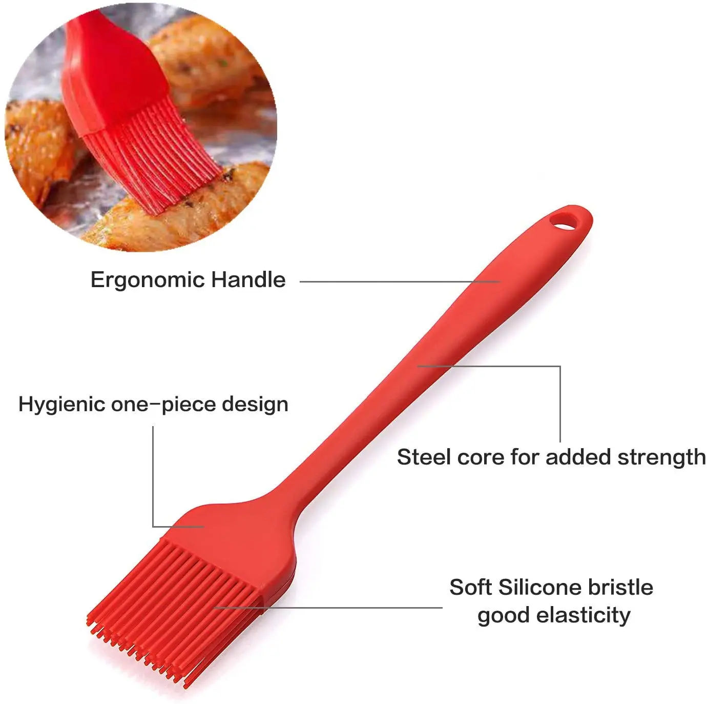 3pcs Kitchen Cooking Utensils Set, Household Use Silicone Tongs & Brush and Spatula, Heat-resistance BBQ Grilling Tools details