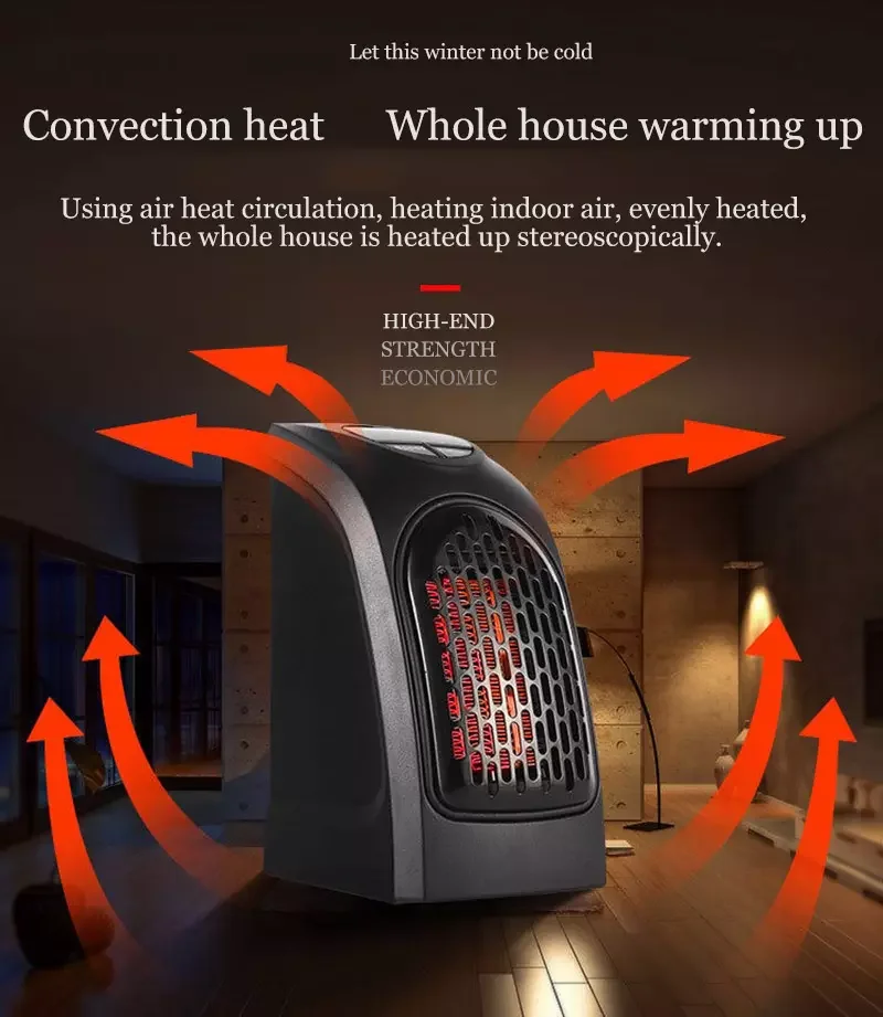 Pulg in Wall Heaters Low Consumption 400W Adjustable Temperature Winter Warm Mini Portable Room Heaters