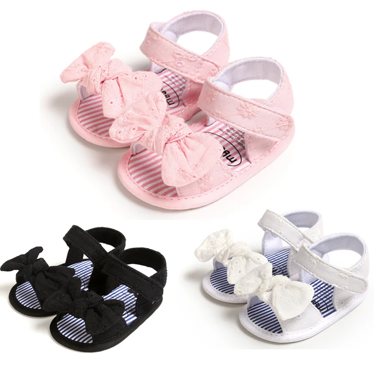 New fashion cotton fabric anti-slip bowknot summer toddler baby sandal shoes