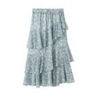 Skirt Chiffon Hot New Irregular Cake Skirt Fishtail Medium Length Chiffon Women's Casual Floral Skirt