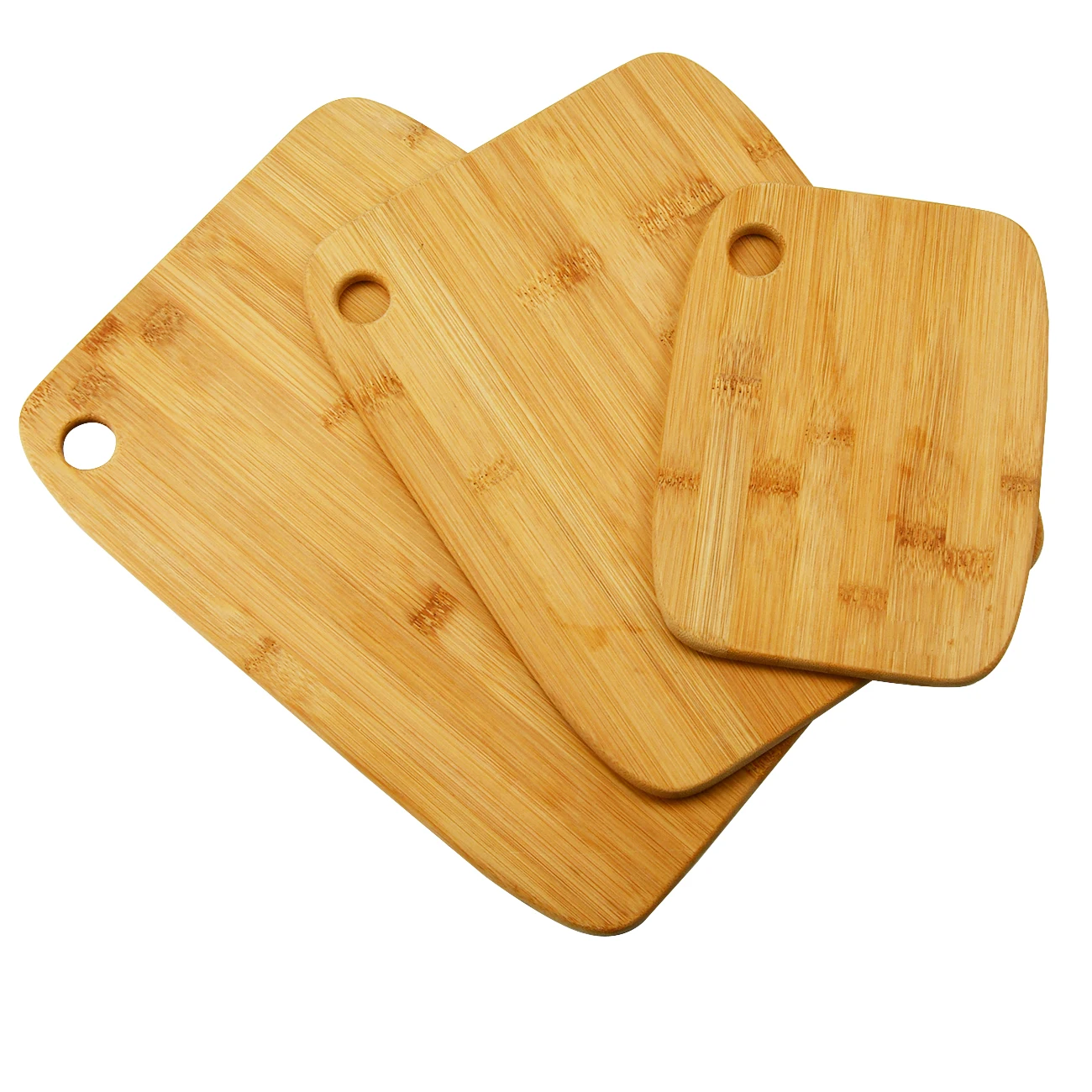 Multi-functional Reversible Recycled Organic Kitchen Board Bamboo Chopping Cutting Board Set Of 3 With Hanging Hole