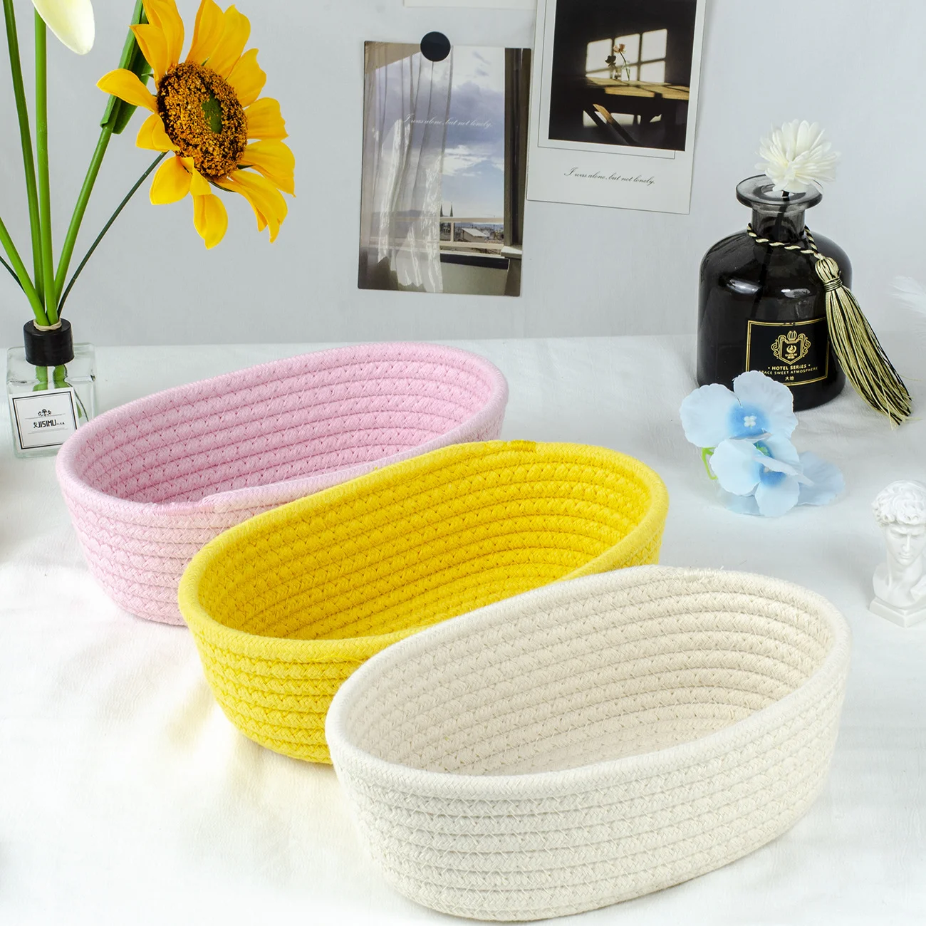 HUAYI cotton rope woven mini food storage basket  for home restaurant hotel