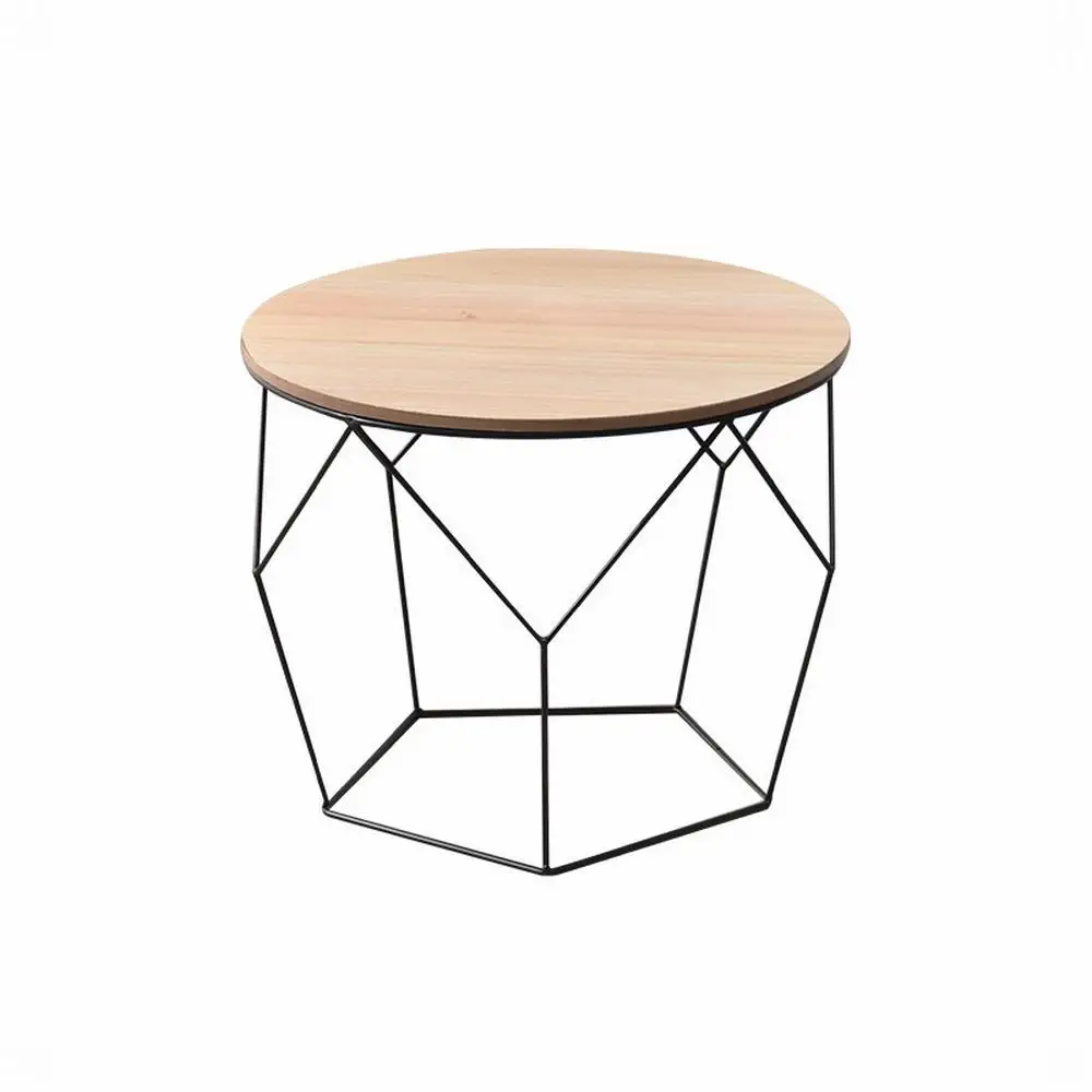 wholesale detachable round modern metal tray gold wire coffee table saving space end side storage coffee tables