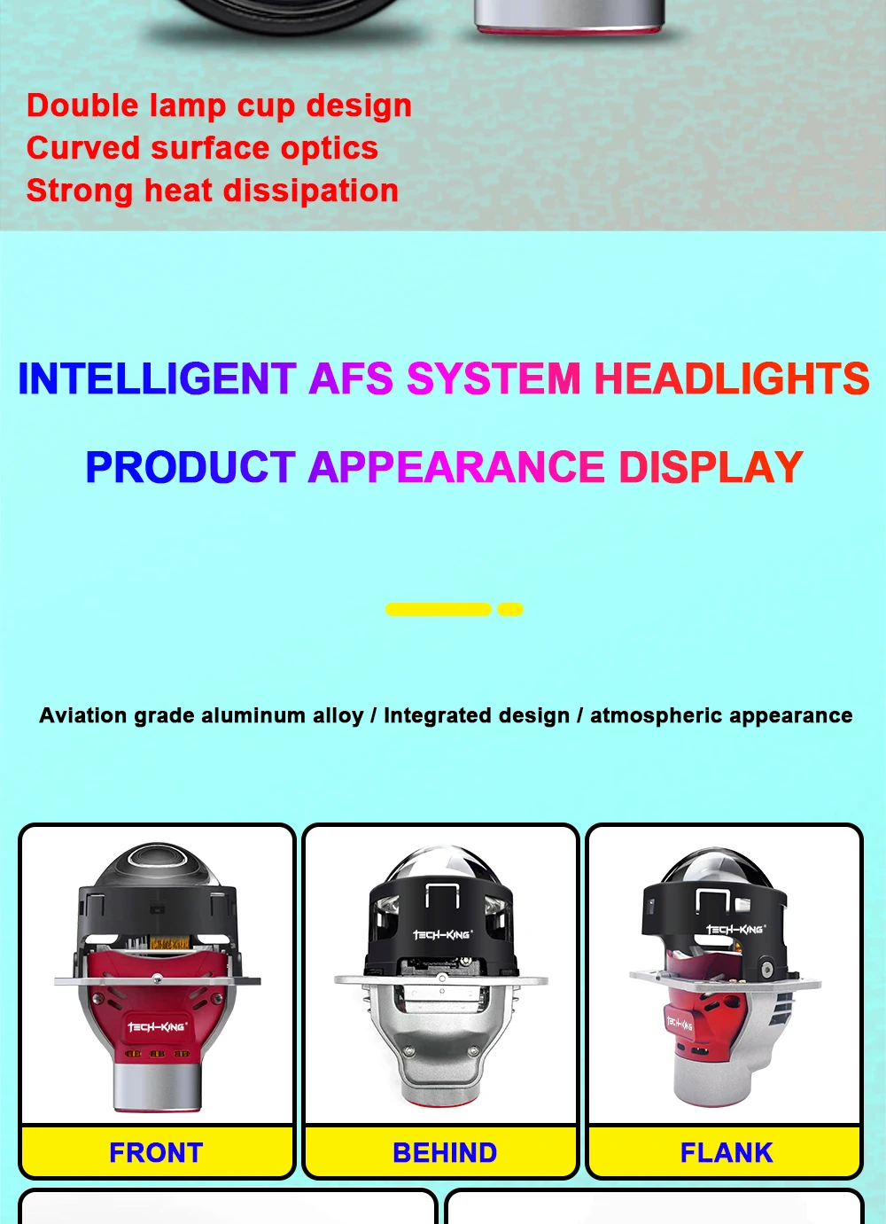 TECH-KING AFS Bi Led Projector Lens 3.0 inch Automatic Sensor Led Projector Auto Lighting System Super Bright lens headlight