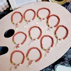Red Wholesale Chinese Oriental Red Crystal Bead Bracelet Natural Stone Red Bead Bracelet Tassel Bohemian Bracelet