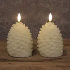 Wax Wax Lighting Candles Christmas Decorative Custom Real Wax Pine Cone Led Light Candle With New Black Wick