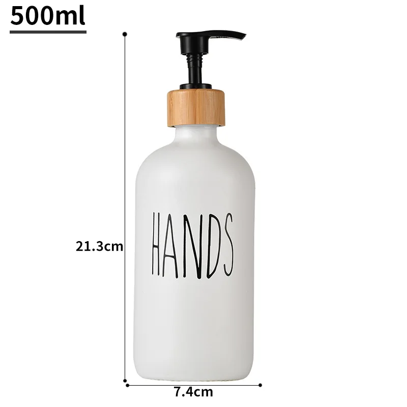 Lotion Soap Dispenser Hand Dish Soap Dispenser Bamboo Cover Pump White Black Glass Bottle For Kitchen And Bathroom