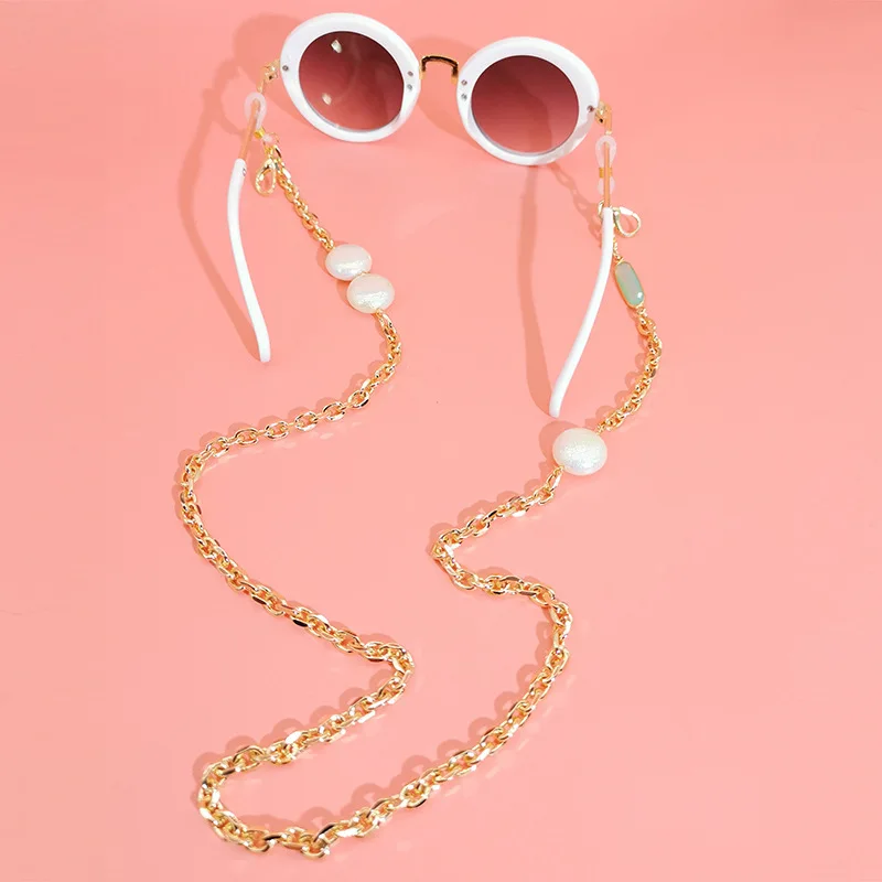 fancy glasses chain gold plated Irregular rhinestone chain glasses chain pearl accessories eyeglasses