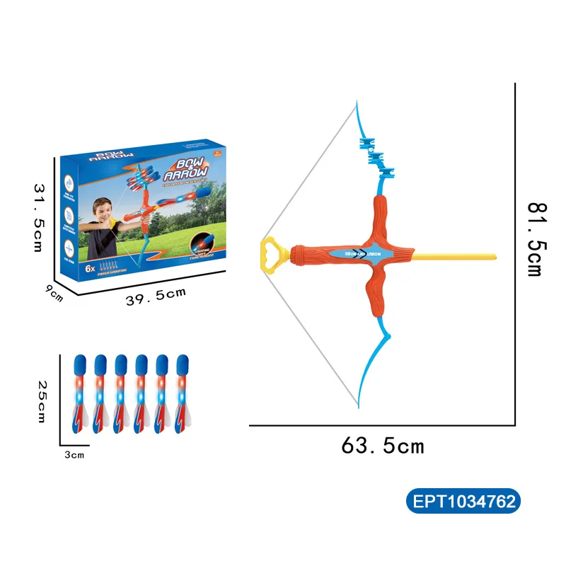 EPT New Hot Selling Children Outdoor Sports Safe Soft Bullet Archery Toy Simulation Light Bow Arrow Set for Kids