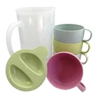 Cup Handle Best Selling A Set 4 Pcs 1600ml Custom Logo Eco Friendly Wheat Straw Cup With Handle