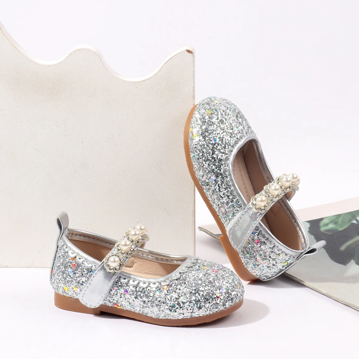 Spring Autumn Bling Glitter Material Princess Toddler Baby Girl Shoes supplier