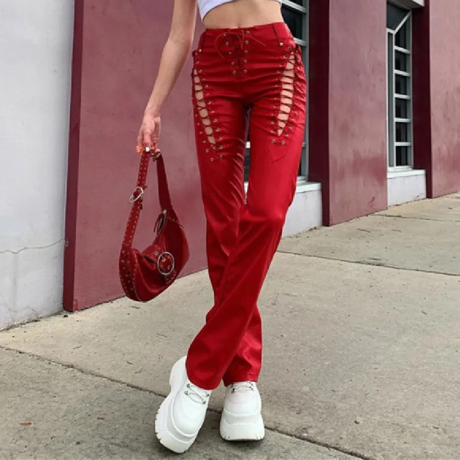 Street Hipster Faux Leather Punk Y2k 
