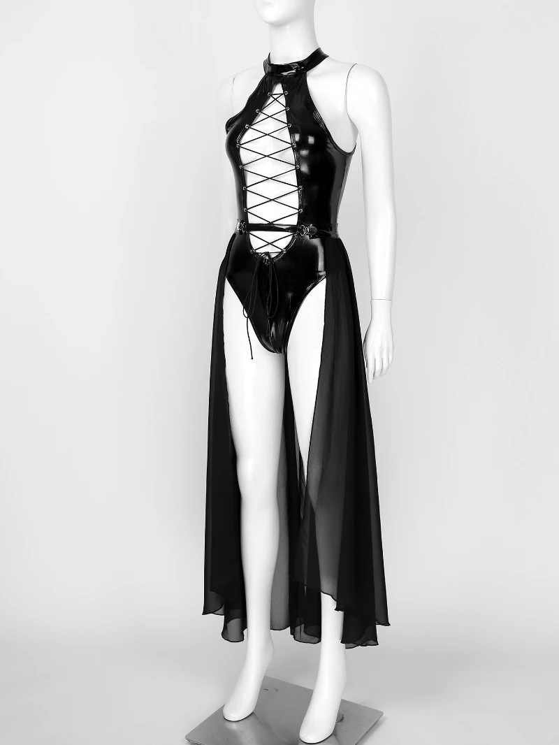 Women Leather Dance Outfits Sexy Stripper Dancewear Exotic Pole Dance