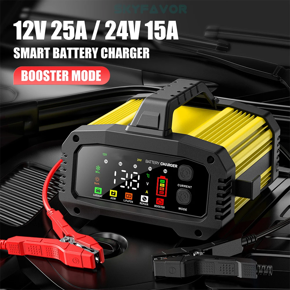 2024 new products car battery charger 12v 24v 25A lifepo4 lead acid Universal battery charger for truck motorcycle car battery