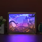 Promotional Gift Promotional Harry Hogwarts Castle Style 3D Paper Cut Led Lighted Shadow Box Frame For Gifting