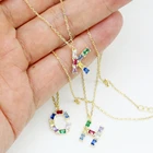 Silver Couples Custom 925 Sterling Silver Multicolor Letter Pendants Crystal Initial C H K Necklace
