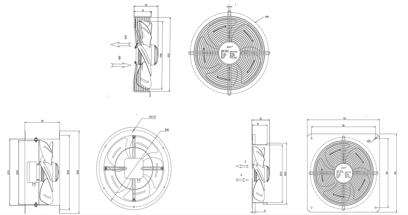 External Rotor Axial Fan, YWF4E/D-350, 380v-480v, 530W, 450mm - detail 8