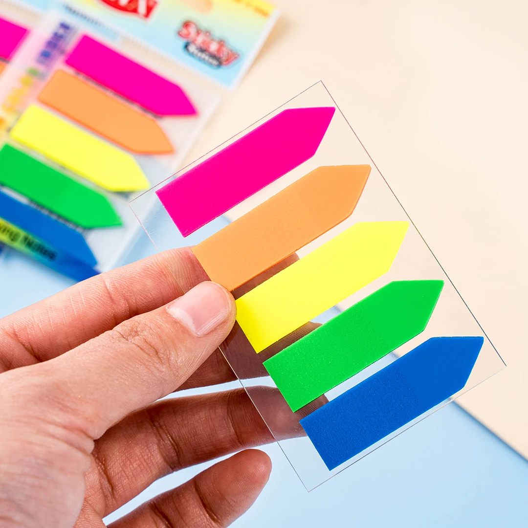 Customized Eco Friendly Plastic Removable bookmark Sticky Note Colorful Transparent PET Sticky Notes Waterproof